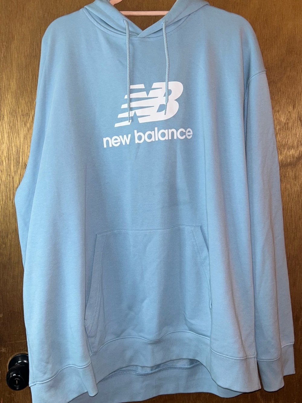 New Balance Essentials Stacked Logo Hoodie | Baby Blue | Size 2XL 🩵